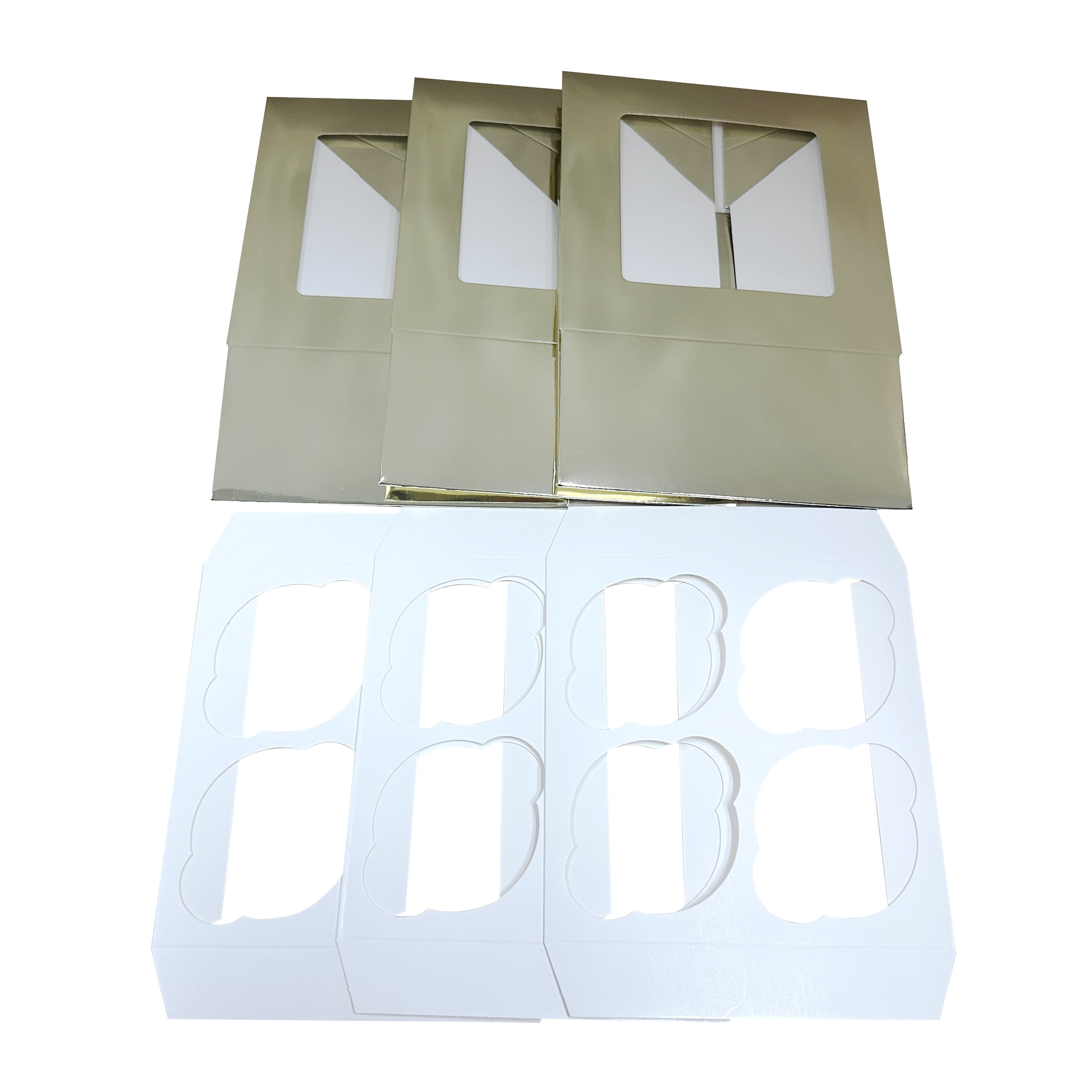 (2 pack) Way to Celebrate! 4 Cavity Gold Treat Boxes with Window, 3-Count