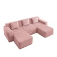 thumbnail image 6 of Newest Modular 3 Seat U Shape Sectional Boneless Sofa, Cloud Sectional Couch,Deep Seat, Modern Modular 3-Seat Sofa Couch,Throw Pillows,2 Movable Ottomans, Corduroy Fabric Pink, 6 of 11