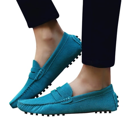 Sexlip Men s Summer Slip-On Peas Shoes  Suede Casual Loafers  Comfortable and Breathable Shoes Sky Blue 47
