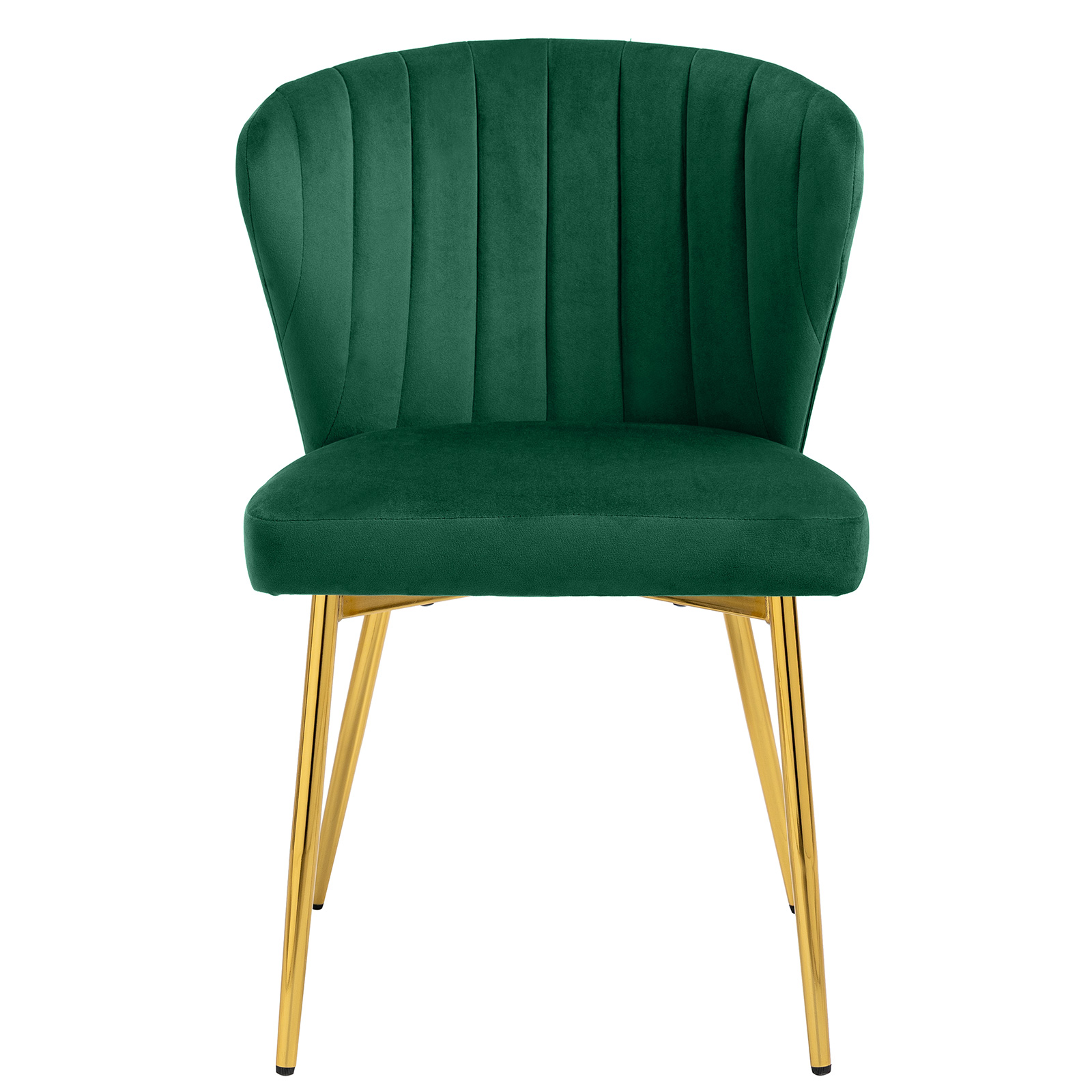 MOJAY Modern Velvet Dining Chair Set of 2 with Tufted Backrest and Golden Legs, Green