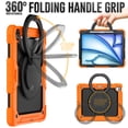 thumbnail image 4 of ELEHOLD Rugged Case for iPad Air 13-inch M3 (2025) / M2 (2024) Three-Layer Protection with Screen Protector Portable Folding Handle Grip 360° Rotating Kickstand Bracket Shockproof Cover,Orange, 4 of 8