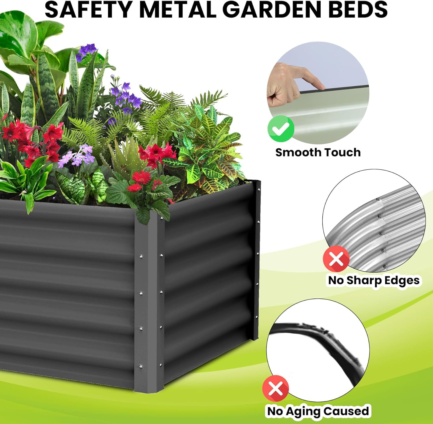Galvanized Raised Garden Bed,Outdoor Planter Box Metal Patio Kit,Outdoor Rectangular Metal Planter,Planting Bed for Vegetables Flowers Herb
