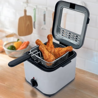 Deep Fryer CUSIMAX Electric Deep Fryer with Basket and Drip Hook, 2.6Qt Oil  Capacity Fish Fryer with Temperature Control, Removable Lid with View