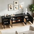 thumbnail image 6 of Fnova 70.9" Modern TV Stand with 6-Tier Storage, Wood Rattan Media Console for TVs Up to 80 Inches, Living Room Entertainment Center, Large TV Cabinet with Shelves for Bedroom/Entryway, 6 of 25