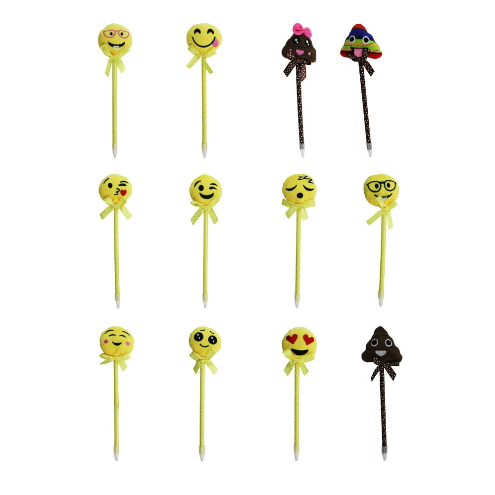 12 Pack of Emoji Pens, Fun Pens for Kids, Children's Utensils, Cool