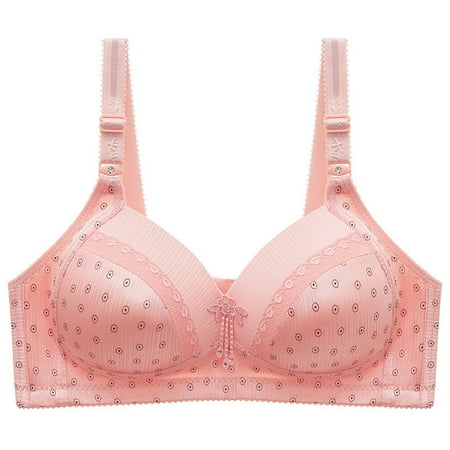 TUWABEII Women s Fashion Printed Non Steel Ring Bralettes With No Marks  Gathered Cups  Slip Light And Beautiful Back Underwear  Daily Bralettes Wireless Lift T-Shirt Bra