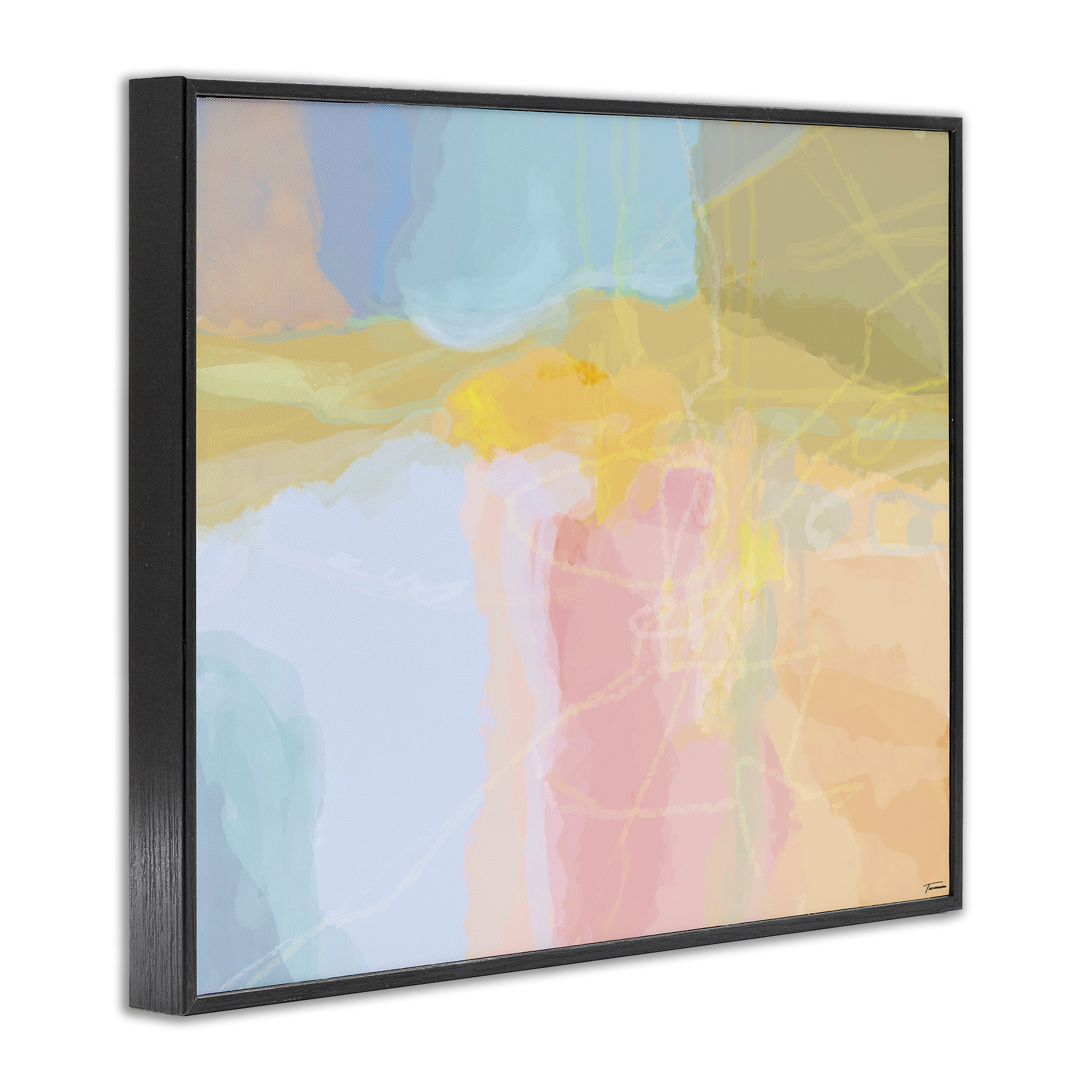 Stupell Industries Pastel Collaged Pattern Abstract Painting Black Framed Art Print Wall Art, 30 x 24