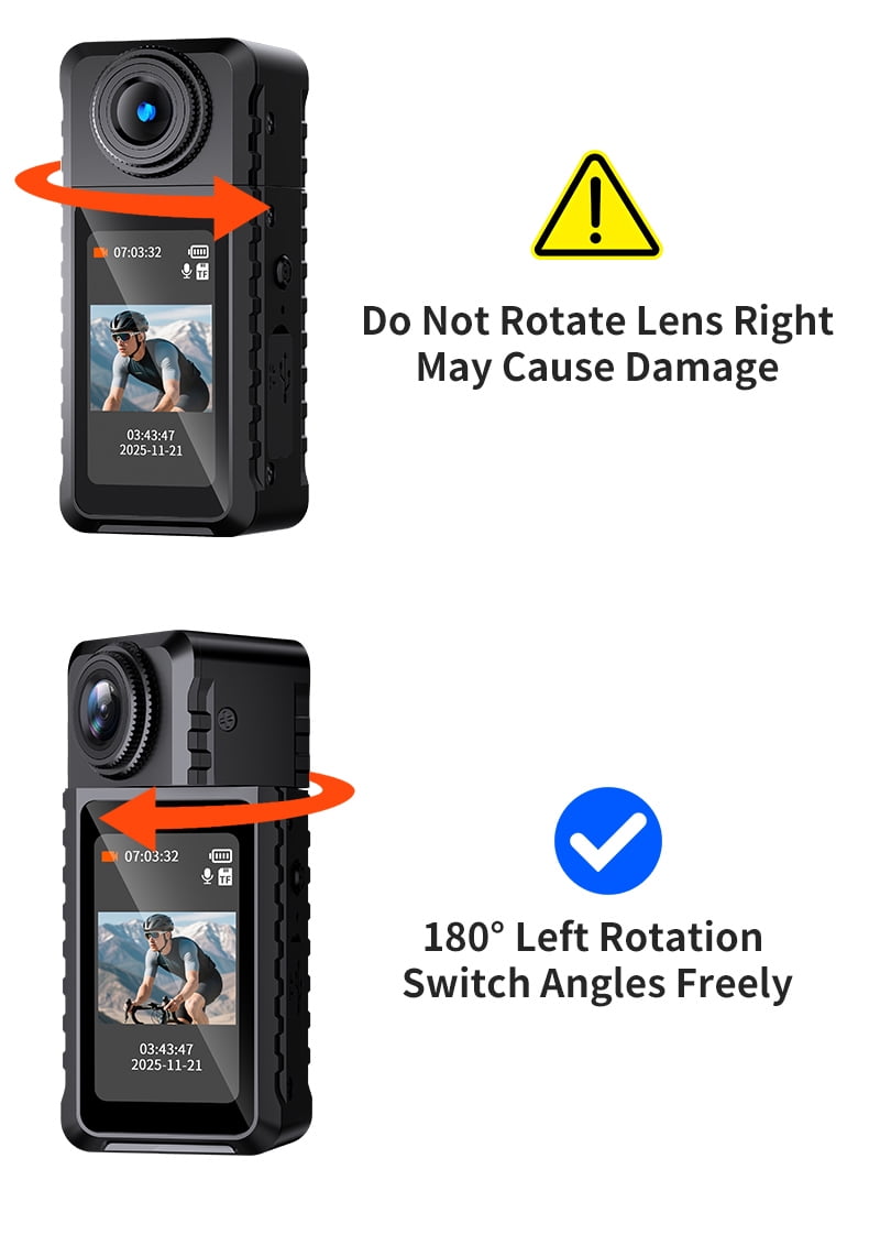 Thumb Action Camera,1080P Pocket Video Recorder with 180° Rotating Lens,Thumb Size Wearable Body Camera with Screen,Portable Camera for Outdoor,Cycling, Vlog, Travel
