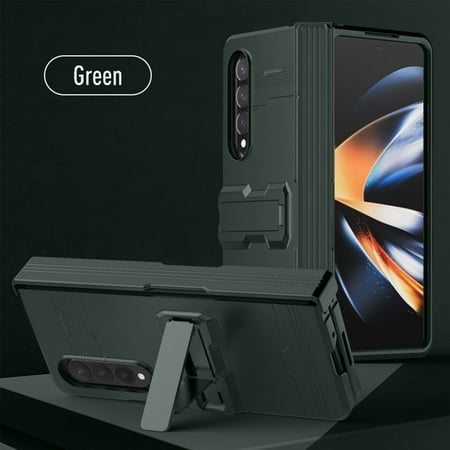 for Galaxy Z Fold 4 Case, Samsung Z Fold 4 Cover, Heavy Duty Dual Layer Soft Flexible TPU Hard PC Cover with Kickstand Protective Phone Case for Samsung Galaxy Z Fold 4 5G 2022,Darkgreen