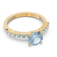 thumbnail image 3 of Diamond-Capitals 2.25 Carat Round Cut Aquamarine Gemstone Shiny Engagement Ring for her Solid 14K Yellow Gold Size 4, 3 of 7