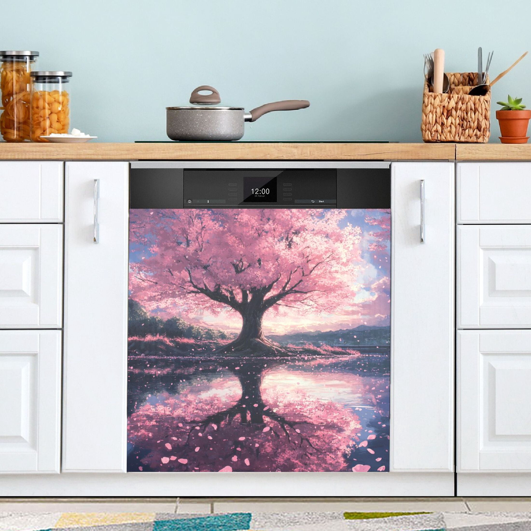Dishwasher Magnetic Sticker 23x26 Inch Refrigerator Magnetic Sticker Washing Machine Magnetic Sticker Kitchen Panel Magnetic Sticker Home Decor Super Cool Cherry Trees