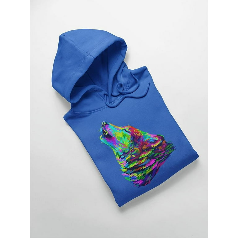 Neon Wolf Howl Hoodie Women Image by Shutterstock Female Large