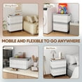 thumbnail image 6 of Rolling Crate Cart with Wheels, RLUETIME Collapsible Rolling Storage Bin with Wooden Cover, Foldable Utility Cart with Wheels for Picnic Camp Outdoor , 55L，White&Gray, 6 of 9