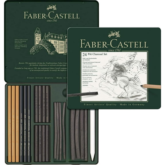Faber-Castell Pitt Charcoal Tin - Set of 24