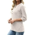 thumbnail image 3 of LIaqionyy Women V Neck Sweaters Pullover Lightweight Knitted 3/4 Sleeve Fall Fashion Blouse Tunic Tops, 3 of 7