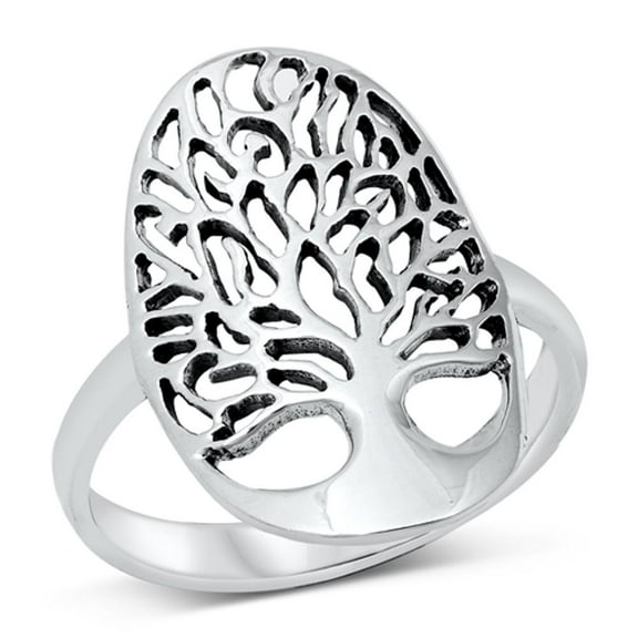 Large Cutout Tree of Life Ring .925 Sterling Silver Band Jewelry Female Male Unisex Size 10