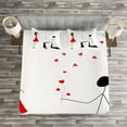 thumbnail image 3 of Ambesonne Minimalist Quilted Bedspread Set 3 Pcs, Couple with Hearts, Queen Size, Black White and Red, 3 of 3