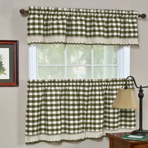 Woven Trends Kitchen Curtain Tier Valance Set Farmhouse Curtains Valances For Windows High Quality Buffalo Plaid Décor Woven Trends Kitchen Curtain Tier