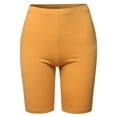 thumbnail image 2 of A2Y Women's Basic Solid Premium Cotton Mid Thigh High Rise Biker Bermuda Shorts Ash Mustard 2XL, 2 of 5