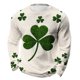 thumbnail image 2 of Ceisia Men's St. Patrick's Day Large Clover Print Waffle Knit Long Sleeve Crew Neck Casual Top Beige M Gifts, 2 of 7