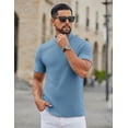thumbnail image 3 of COOFANDY Mens Mock Turtleneck Sweater Short Sleeve Ribbed Knit Turtleneck Slim Fit Casual Sweater Soft, 3 of 5