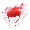 thumbnail image 5 of Elegant fascinators hat flower feather hair accessories headband headwear women Red, 5 of 9