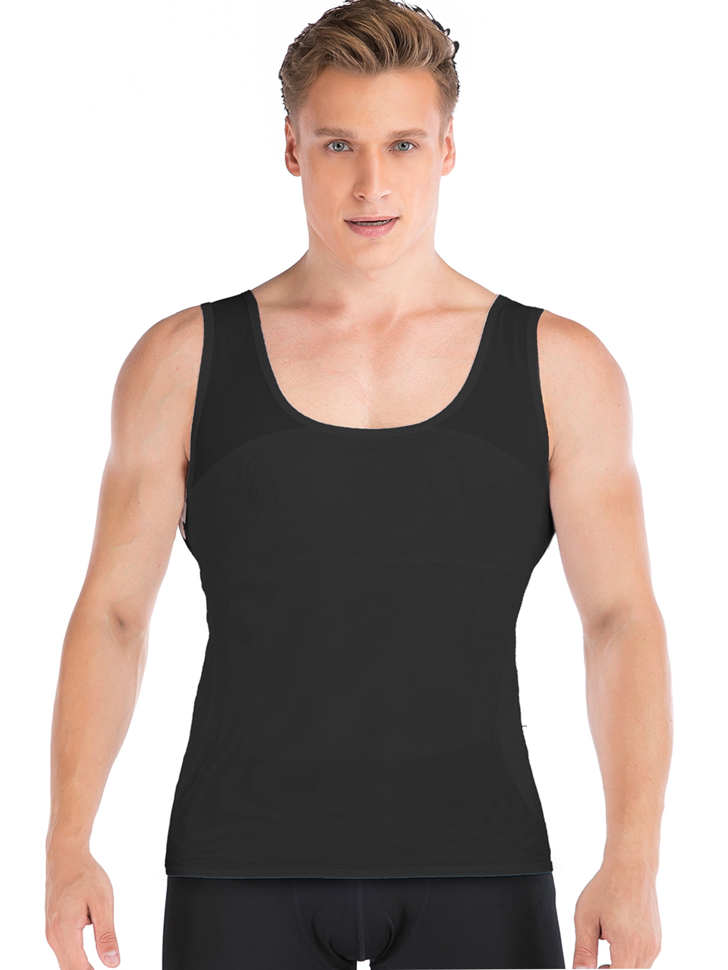 SAYFUT Men's Breathable Slimming Body Shaper Compression Shirt Girdles