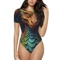 thumbnail image 1 of Fotbe Whimsical Dragon Color Cool Body de Mujer con Cuello Redondo y Mangas Cortas, Sin Mangas Ajustado, Suave, Cómodo y Básico-Large, 1 of 7