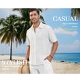 thumbnail image 3 of Men's Cuban Guayabera Shirt Short Sleeve Button Up Cotton Linen Shirt for Beach Casual Wear, 3 of 9