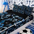 thumbnail image 3 of Erosebridal Cartoon Hockey Gear Print Zipper Full Size Comforter Sets with Fitted Sheet and 2 Pillowcases,Jersey Helmet Skate Navy Background Accent Zipper Bedding Set,4pcs,Black Reversible, 3 of 6