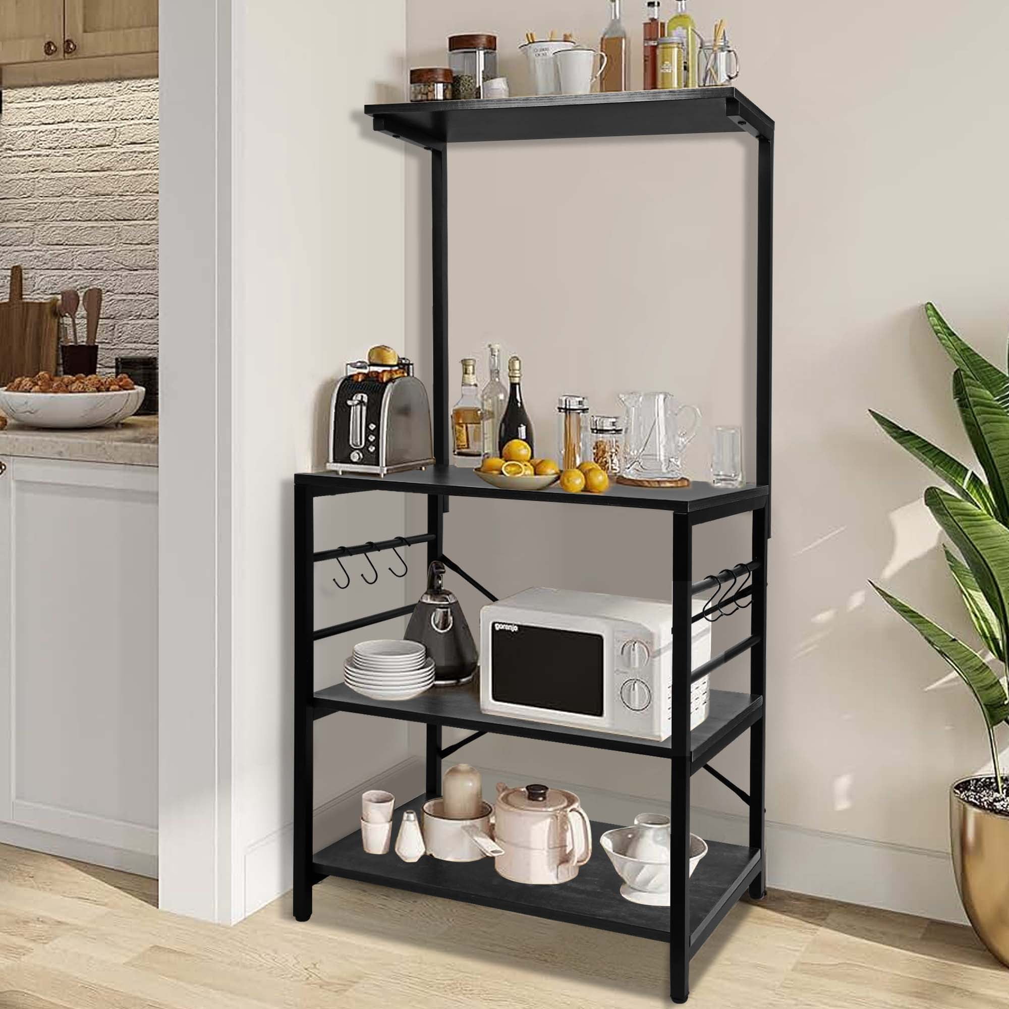 Copedvic 4-Tier Bakers Rack Microwave Oven Stand Shelves Coffee Bar Table Kitchen Storage Rack Organizer, Black
