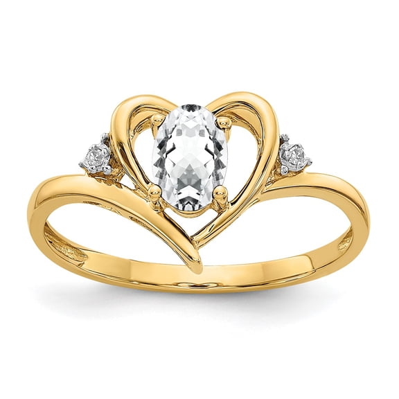 14k 6x4 Oval April/White Topaz and Diamond Heart Ring XBS483