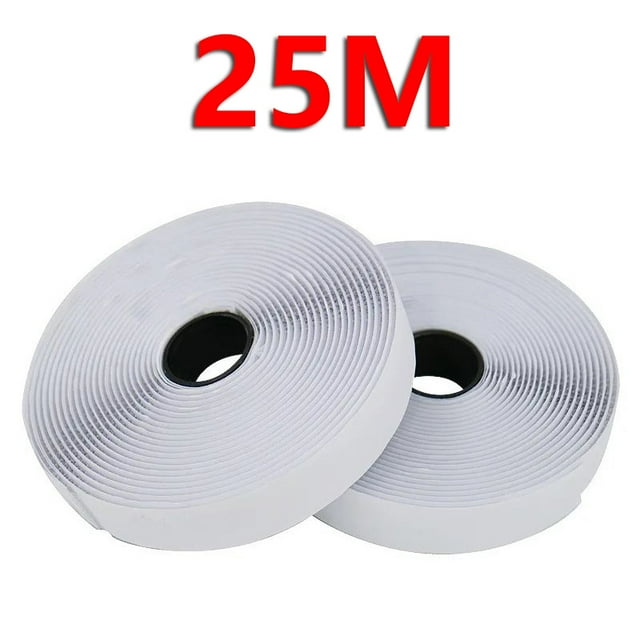 Magic Sticker Tape Scratch Strips Self Adhesive Extra Strong Double Sided Glue Hook and Loop Fastener Strap for DIY Craft2/5/10/ White 25Meter 50MM