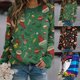 thumbnail image 2 of Sudadera navideña de manga larga para mujer, gorro de Papá Noel con dibujos animados coloridos, jersey con estampado de bastón de caramelo, Top con cuello redondo, camisas sueltas, 2 of 5