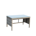 thumbnail image 5 of Tcbosik Outdoor Rattan Coffee Table with Tempered Glass, 31.1" Patio Table with Storage, 2-Tier Accent Table for Outside, Balcony, Deck, Porch, Grey, 5 of 7