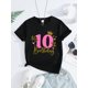thumbnail image 1 of Girls' 'My 9th Birthday' Foil Printing Round Neck Short Sleeve Black T-Shirt, Birthday Tee, 1 of 6