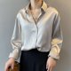 thumbnail image 1 of Camisa de seda satinada con botones a la moda de otoño, blusa Vintage para mujer, camisas de calle holgadas de manga larga para mujer blanca para mujer 11355 Tan Jianjun unisex, 1 of 2