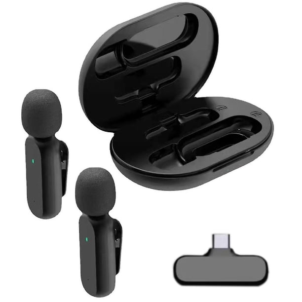 Paquete de 2 micrófonos Lavalier inalámbricos YONGSHENG con estuche de carga para grabación de video Vlog Youtube entrevistas Denoise