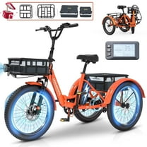 MOONCOOL TK1 20" Fat Tire Folding Electric Tricycle w/ Rack Bags, 750W Motor 48V Foldable Ebike Electric Trike for Adults, 3 Wheel Electric Bicycle w/Front & Rear Baskets, Certified to UL 2849 by SGS
