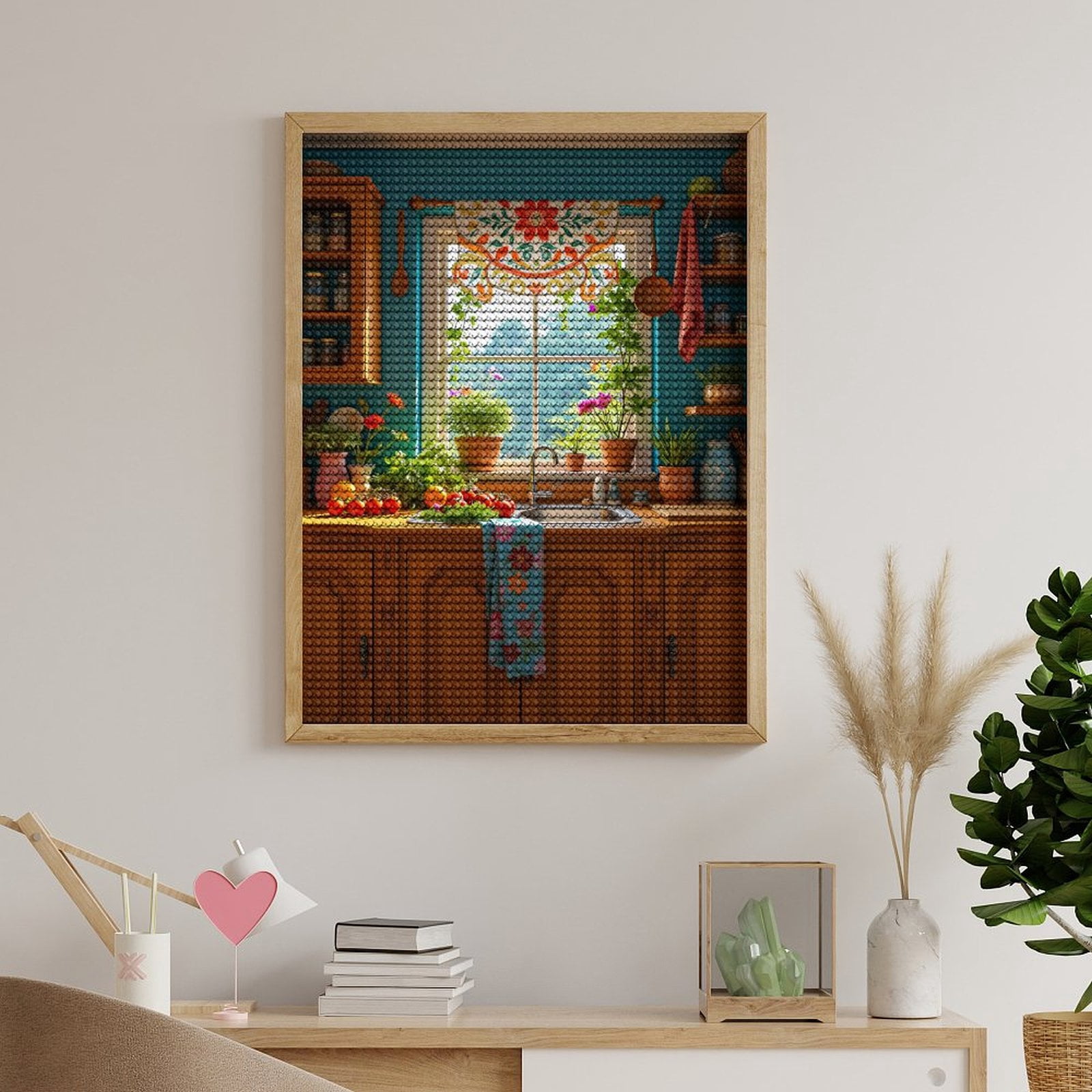 Diamond Art Kits for Adults, Colorful Kitchen Window Garden 5D Diamond Painting Kits for Adults Beginners, DIY Full Drill Diamond Painting, Gem Art and Crafts 12x16