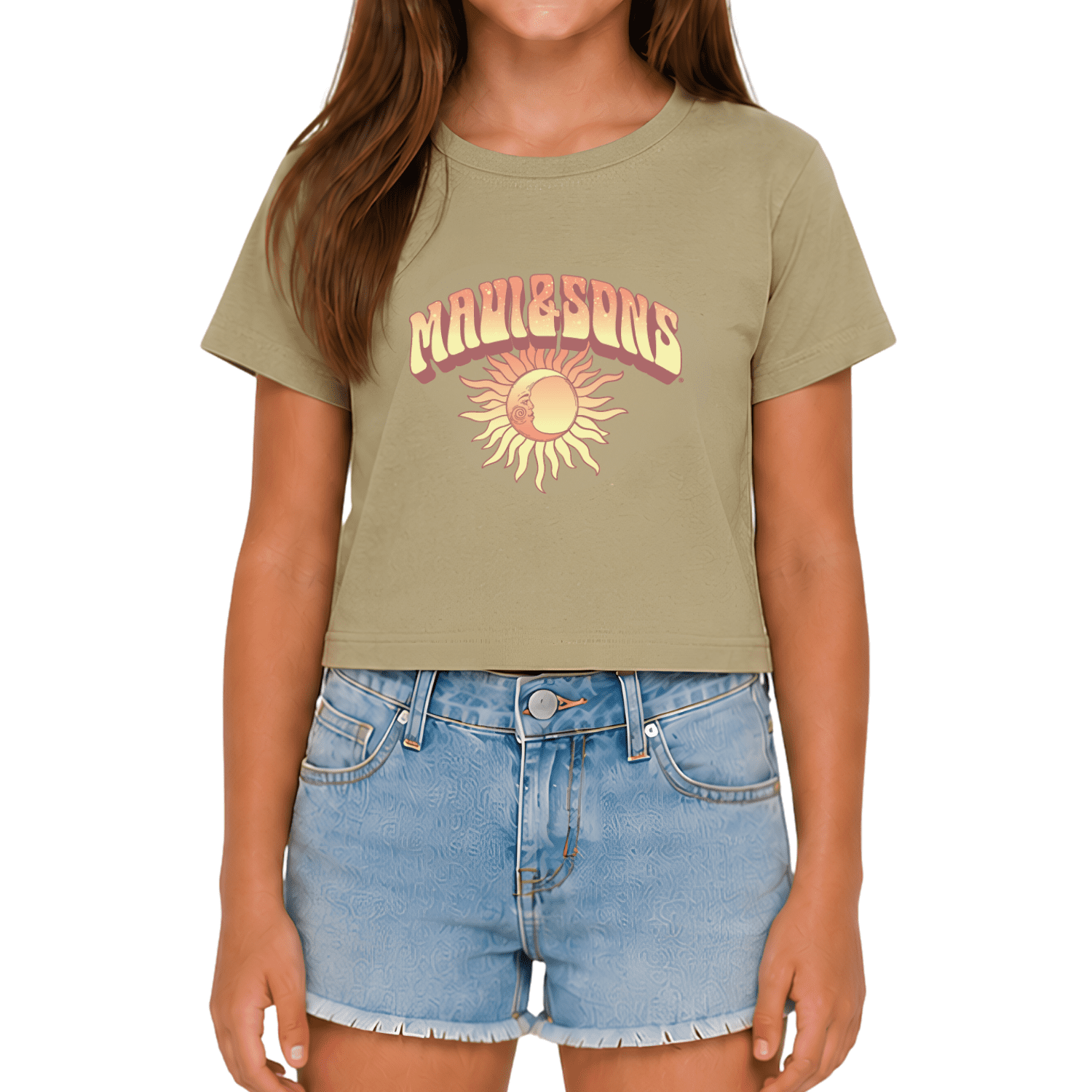 Maui and Sons Cosmic Vibes Short Sleeve Girl's T-Shirt Crew Neck Graphic Tee Inspired by California Surf Culture & Designed for Everyday Comfort
