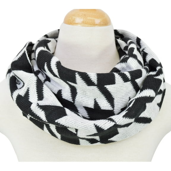 Classic Premium Houndstooth Knit Infinity Loop Circle Scarf