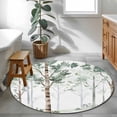thumbnail image 4 of Round Area Rug 4ft, Watercolor Forest Tree Non-Slip Non-Shedding Floor Mat, Vintage Country Plants Washable Sturdy Carpet for Living Room Bedroom Home Decor, 4 of 9