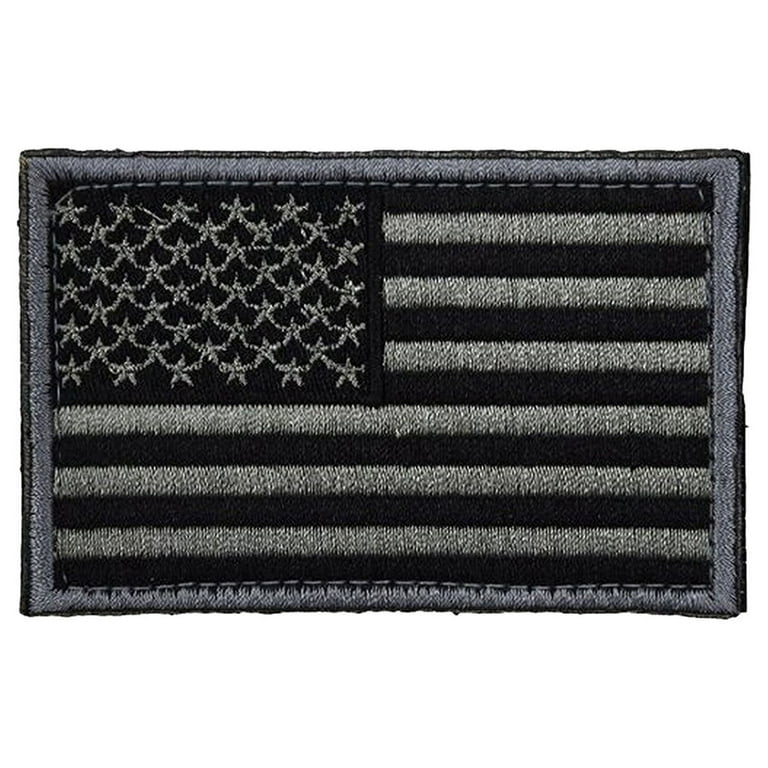 UNITED STATES OF AMERICA FLAG PATCH: Standard Black & Silver Large