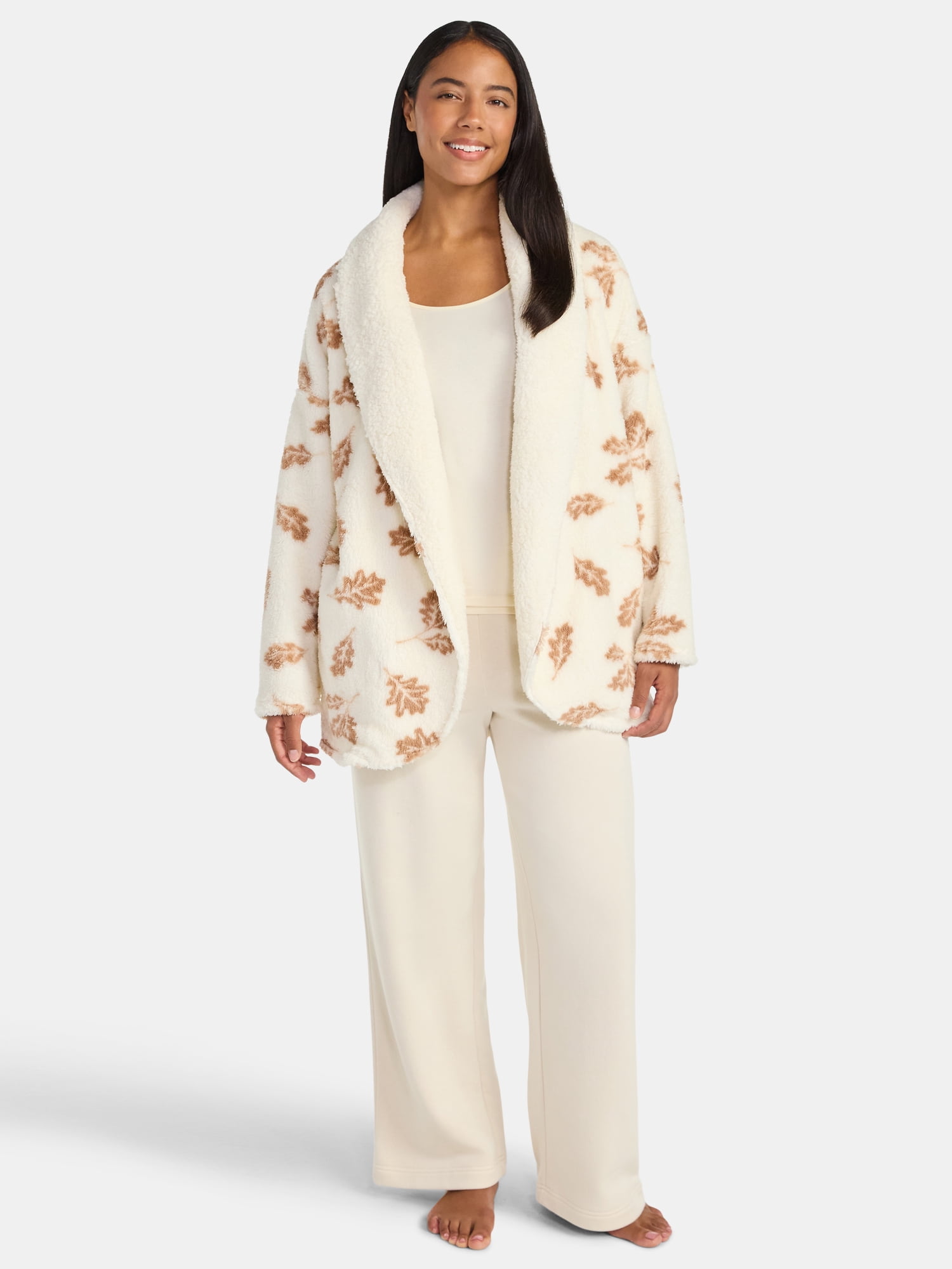 Martha Stewart Everyday Women's Plush Fleece Sleep Cardigan, Sizes S-XXL