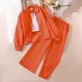 thumbnail image 2 of Generic Children Baby Girls Boys Clothing New Medium Large Lapel Long Sleeve Shirt Trousers Comfortable Breathable Autumn Winter Clothes for Home Indoor Outdoor（9 Years Orange）, 2 of 9