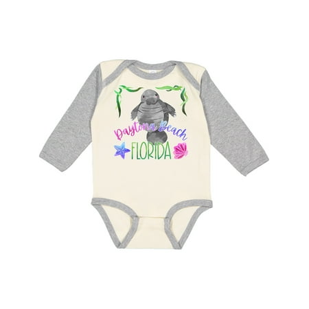 

Inktastic Daytona Beach Florida Cute Swimming Manatee Gift Baby Boy or Baby Girl Long Sleeve Bodysuit