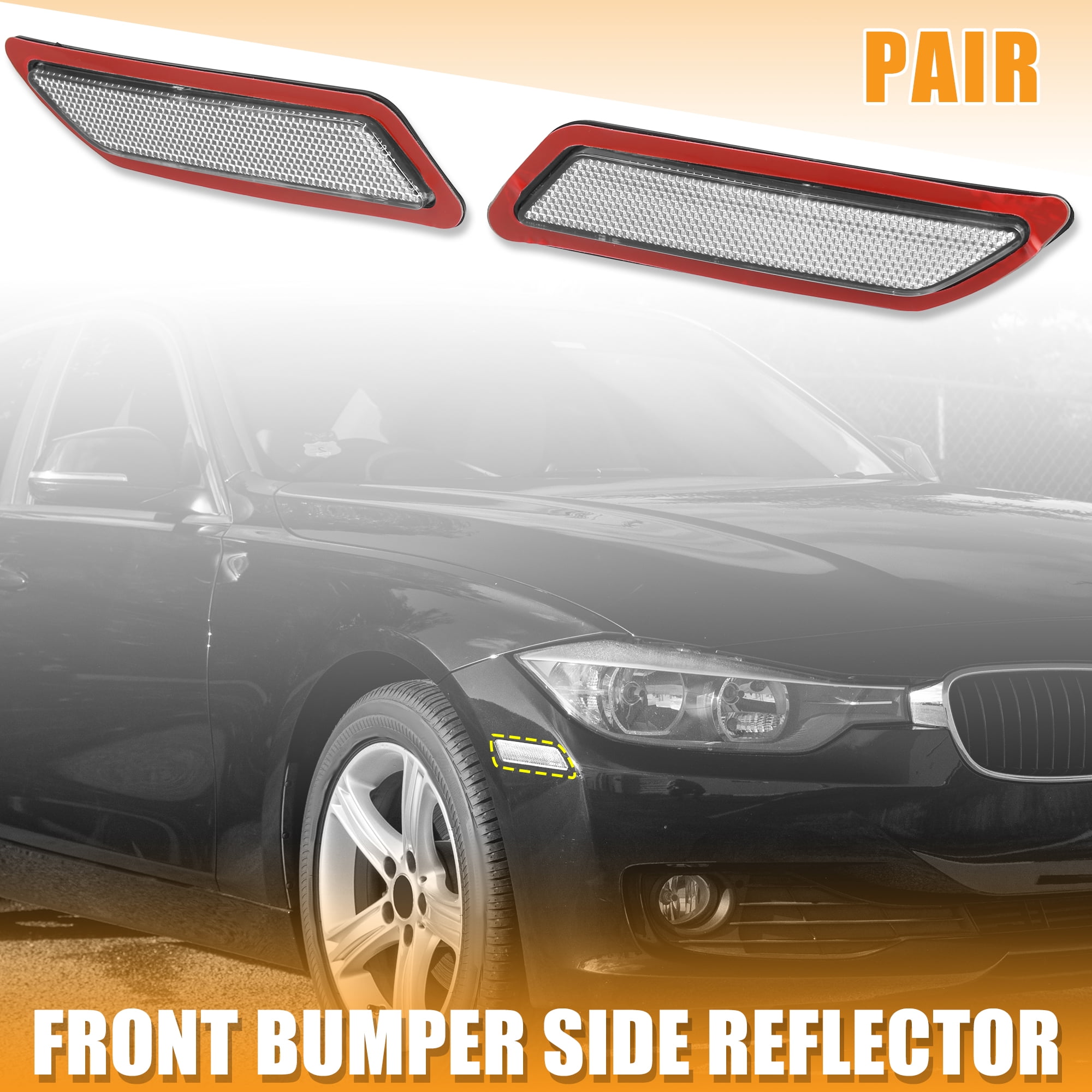 Unique Bargains Front Bumper Reflector for BMW F30 F31 2013-2015 Replace Amber White