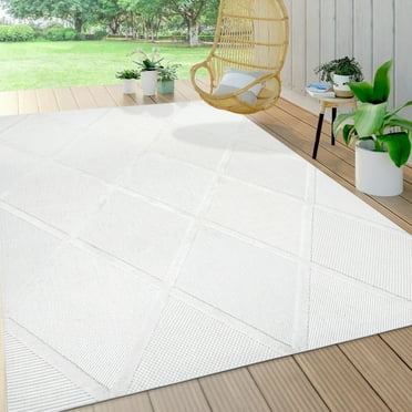 JONATHAN Y IBZ101D-3 Salines Diamond Trellis Ivory 3 ft. x 5 ft. Indoor/Outdoor Area Rug, Bohemian Transitional, Pet Friendly, Stain Resistant, Easy to Clean, for Patio, Living Room; Kitchen, Bedroom