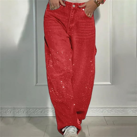 Endives Womens Jean High Waisted Wide Leg Jean Loose Jeans Fashion Denim Pants Baggy Jeans For Women